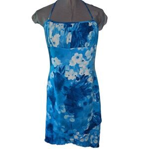 Pulse vintage Y2K blue floral print halter dress‎ size large